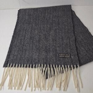 Amicale Unisex Super Soft Lightweight Dark Grey 100% Lambs Wool Scarf Fringe